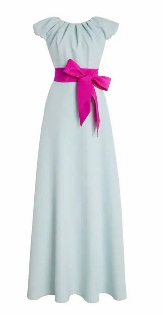 Greta Constantine Omarlow Bow Sash Gown in Light Blue NWT Size 2